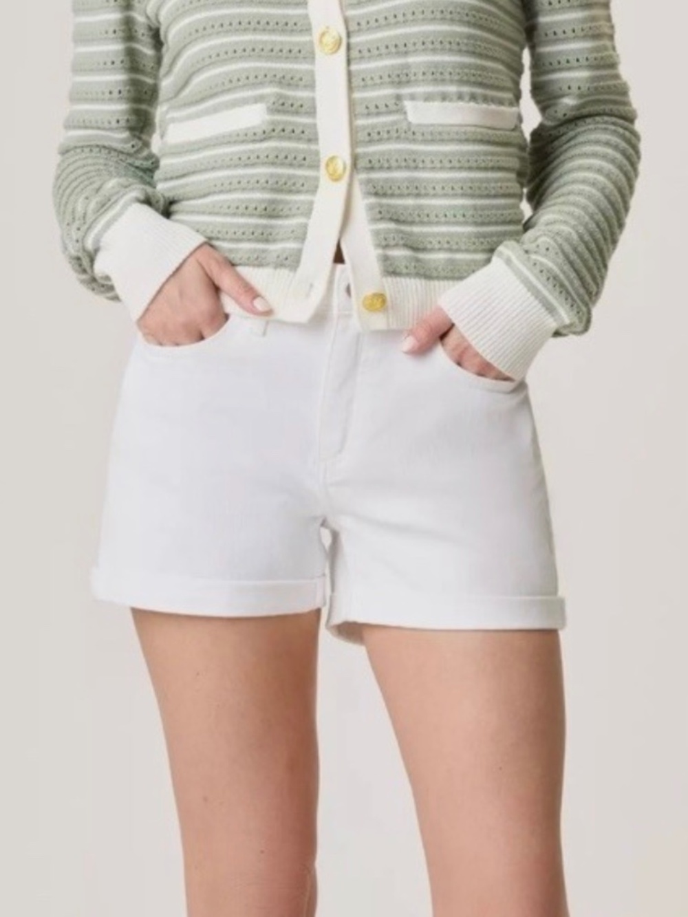 Rag & Bone Dylan Cuffed Shorts White SZ 32